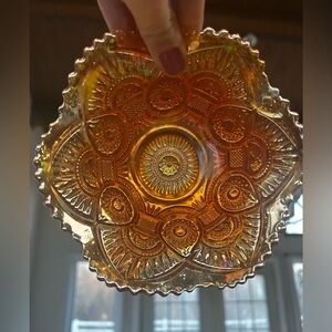 Imperial Glass "Twins" Marigold Carnival Glass Bowl